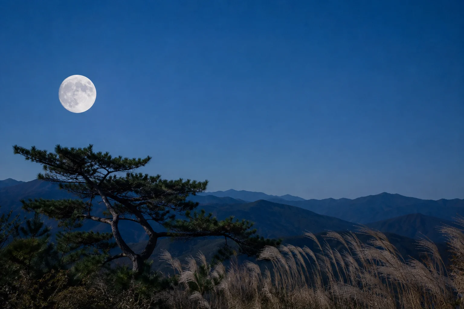 2030년 9월 보름달 안내용 AI 생성 풍경. 실제 관측 사진 아님.
