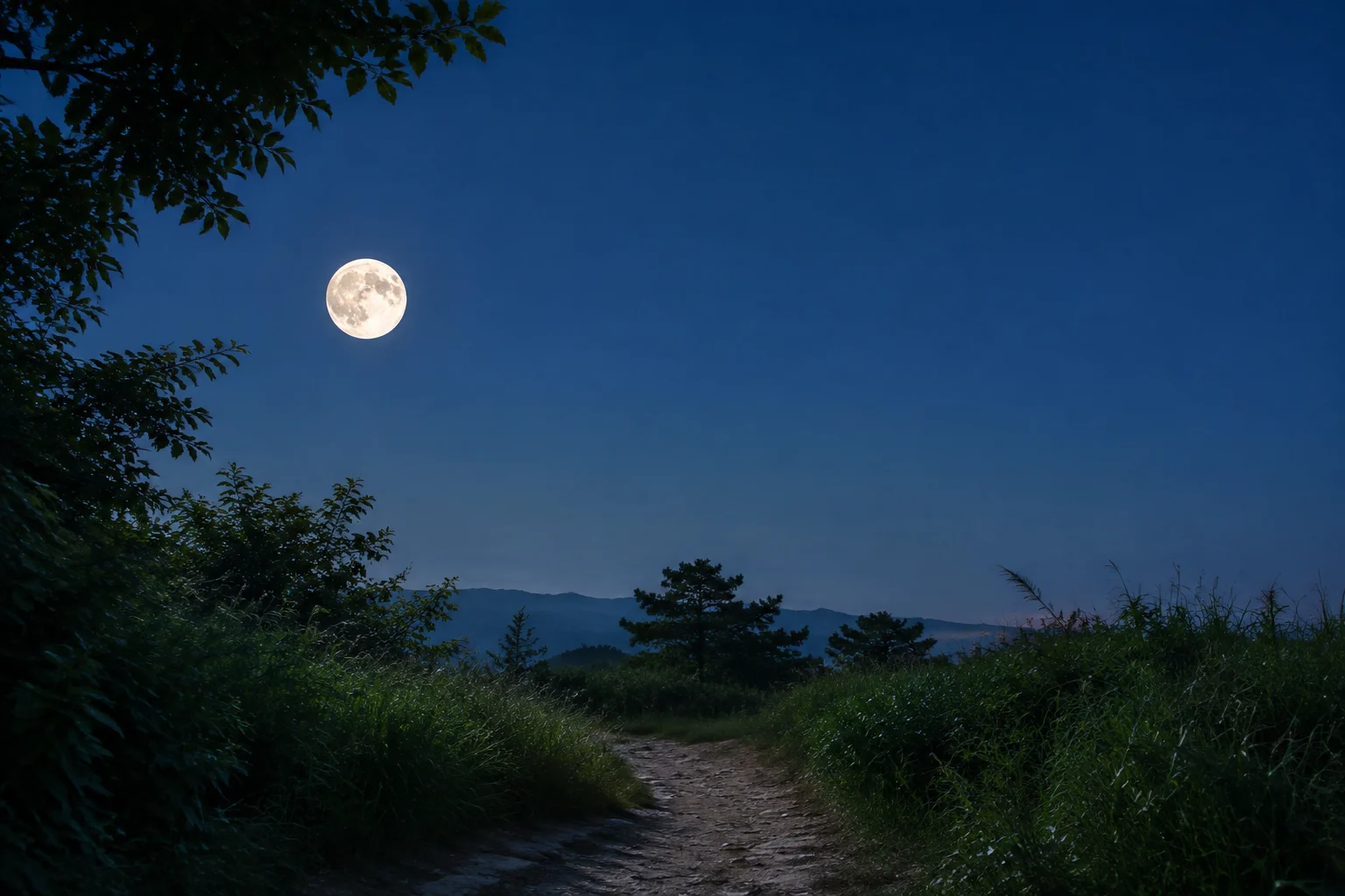 2038년 7월 보름달 안내용 AI 생성 풍경. 실제 관측 사진 아님.