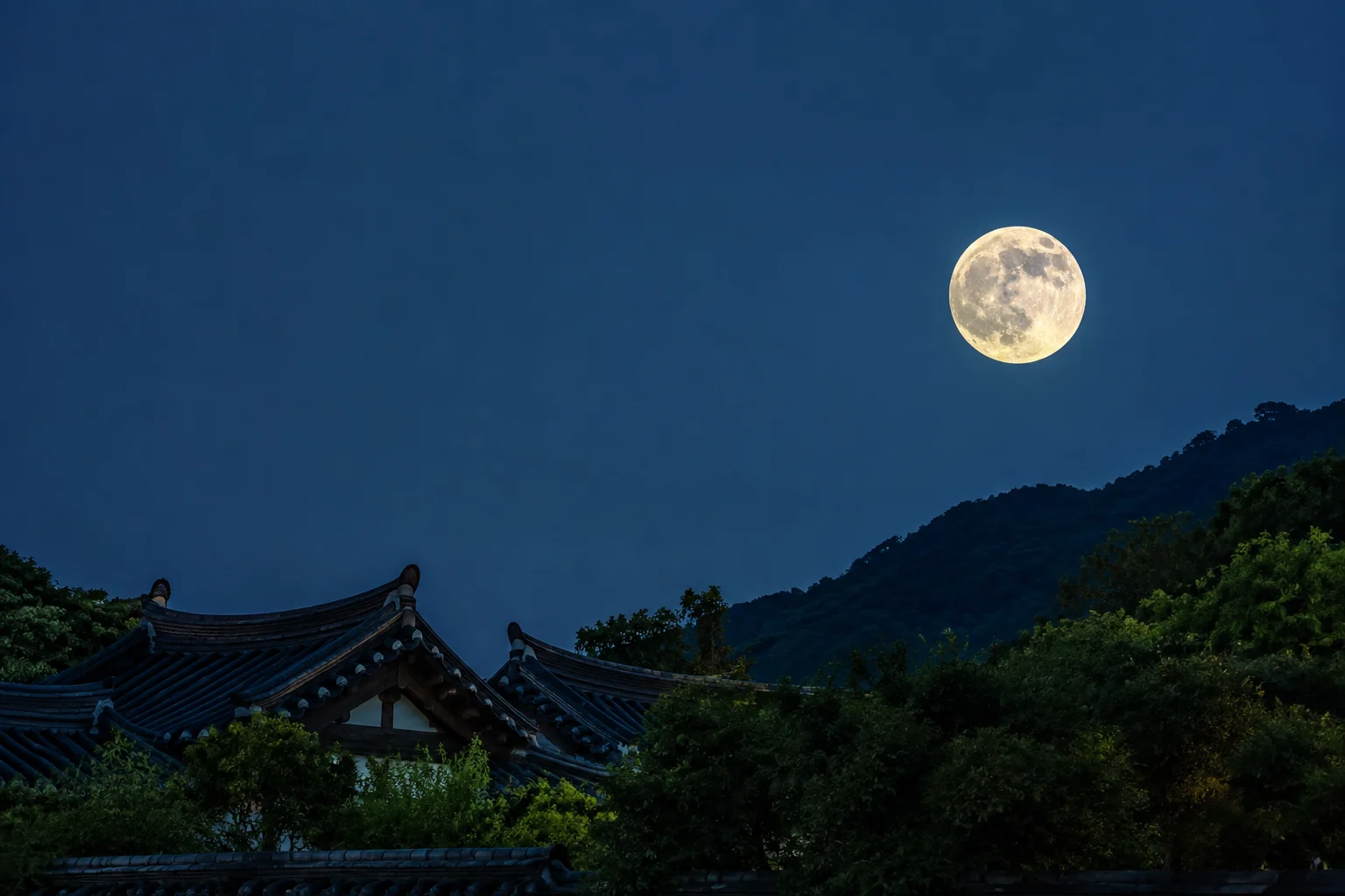 2039년 7월 보름달 안내용 AI 생성 풍경. 실제 관측 사진 아님.