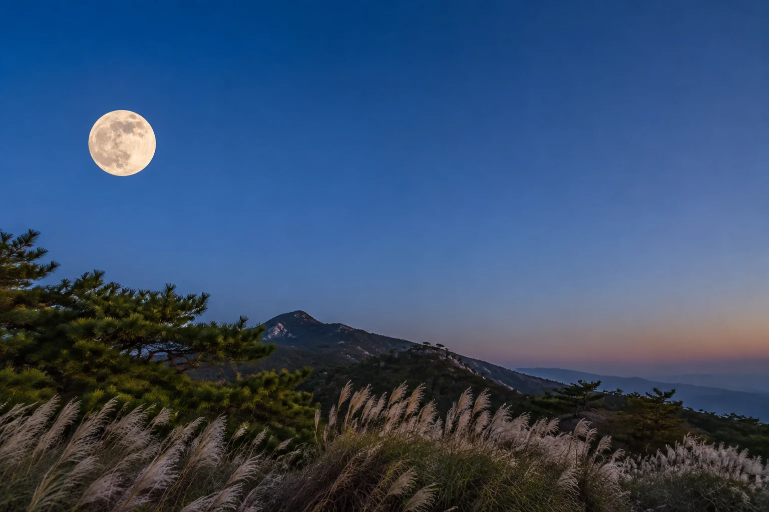 2042년 9월 보름달 안내용 AI 생성 풍경. 실제 관측 사진 아님.